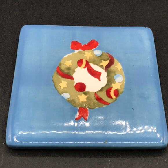 Vintage Eddie Bauer Set of 4 Holiday Coasters Porcelian Square with Felt Feet - Picture 4 of 7